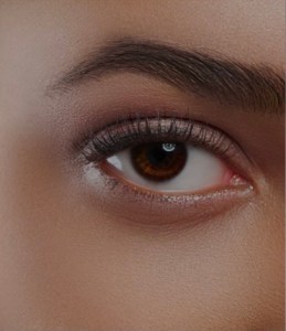 close up of woman's eye and eyebrow