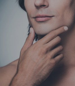 close up of a person's chin